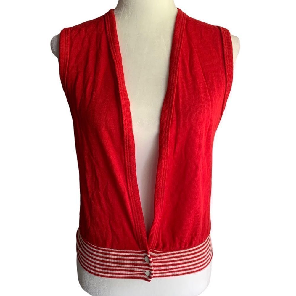 Vintage 80’s 90’s open front snap closure cardigan vest red size small